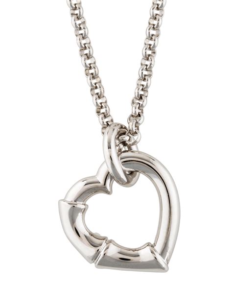 gucci silver bamboo heart pendant